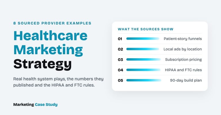 Healthcare marketing strategy with 8 sourced provider examples